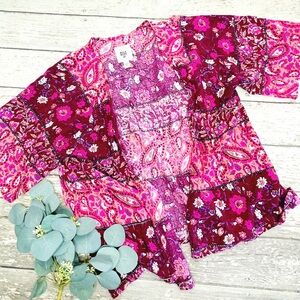 Billabong Magenta Floral Print Kimono Topper